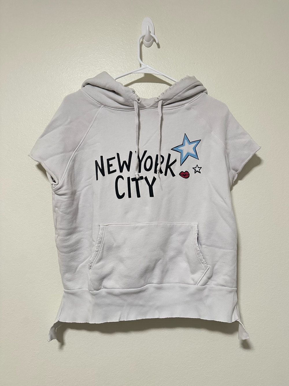 Frank & Eileen Tee Lab Distressed New York City Short Sleeve Hoodie - White